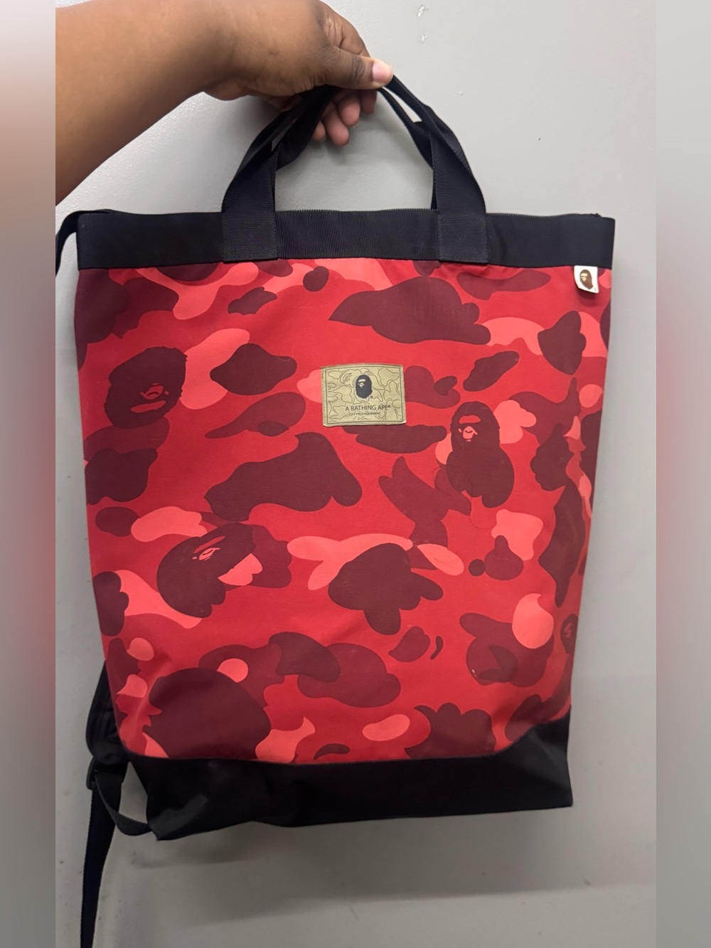 A Bathing Ape Tote Backpack Mens OS Red Camo 2-Way Bag